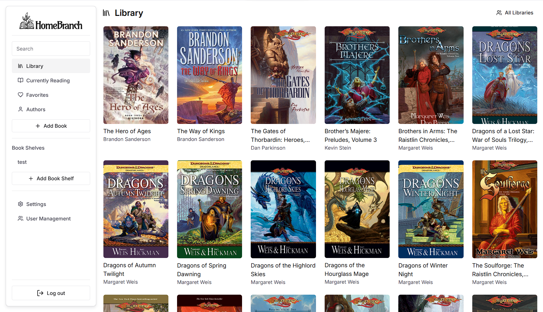 HomeBranch library view